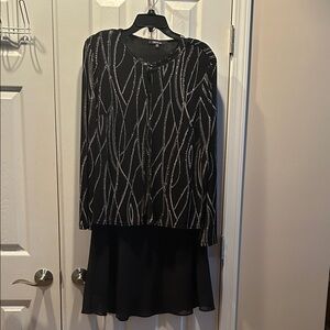 Onyx Black and Silver Long Sleeve Dress
